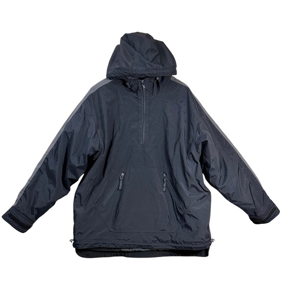GAP Other - 90s Gap Mens Anorak Jacket L Black Fleece Lined Quarter Zip Hooded Gorpcore Vtg